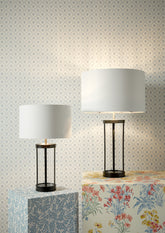 Laura Ashley Harrington Small Table Lamp Matt Black and Glass With Shade